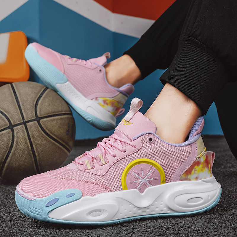 All City 12 Practical Basketball Shoes for Men, Trendy Pink Non-Slip Sports Shoes for Women and Teenagers, Breathable Running Shoes Wholesale