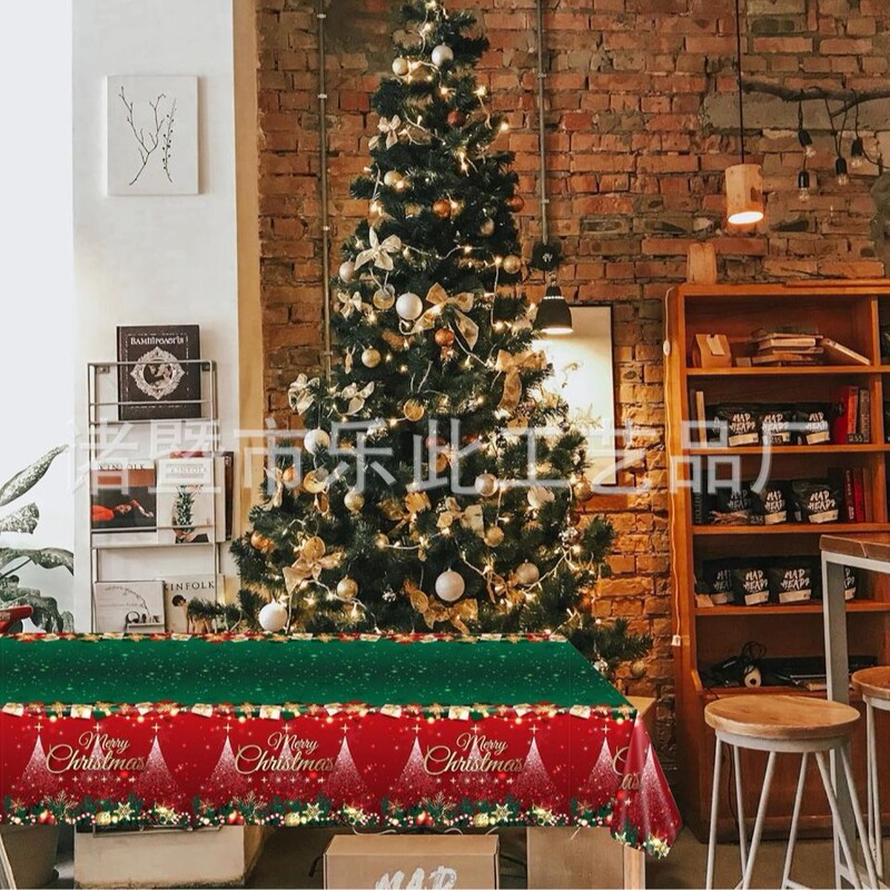 新しい赤と緑のクリスマスツリーをテーマにしたパーティー装飾用品セット、クリスマス用テーブルクロス、使い捨て装飾小道具工場|undefined