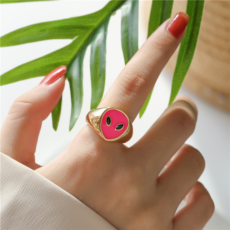 copper dripping oil alien shape open ring wholesale jewelry Nihaojewelry