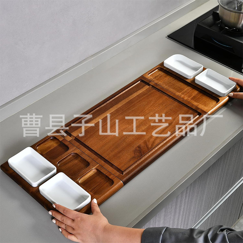 Tablero de comida cocinada de queso de madera, plato de bocadillos de galletas de frutas cuadradas, tabla de cortar multiusos de doble cara cuadrada, tabla de cortar, tabla de cena