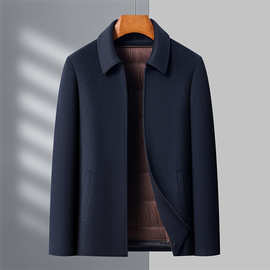 2024秋冬男商务双面呢大衣中年户外脱卸内胆马甲翻领外套休闲代发