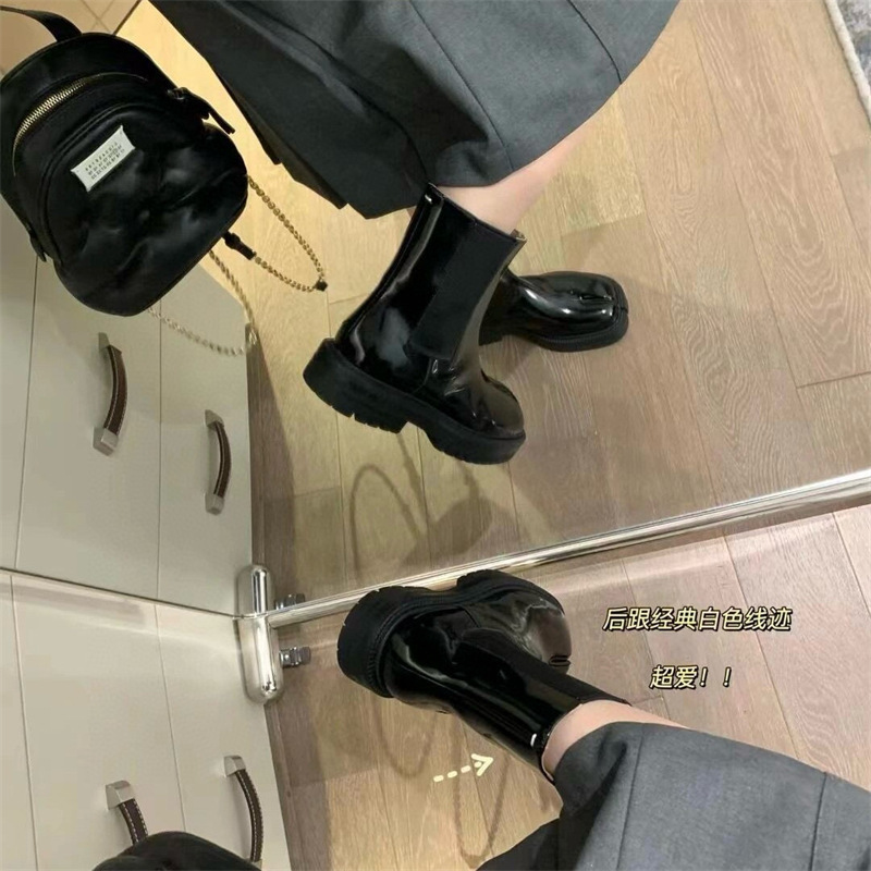 M6马吉拉厚底短靴切尔西tabi分趾鞋猪蹄马蹄鞋男女同款平底猪脚鞋|undefined
