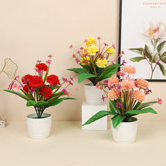 家庭用装飾品プラスチック花7輪刺繍シミュレーション花セット盆栽リビングテーブル生け花小盆栽装飾品