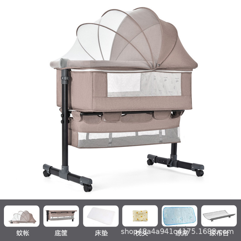 Cama multifuncional para recién nacidos, cama grande, cama para bebés, cuna plegable, elevación móvil y portátil image 16