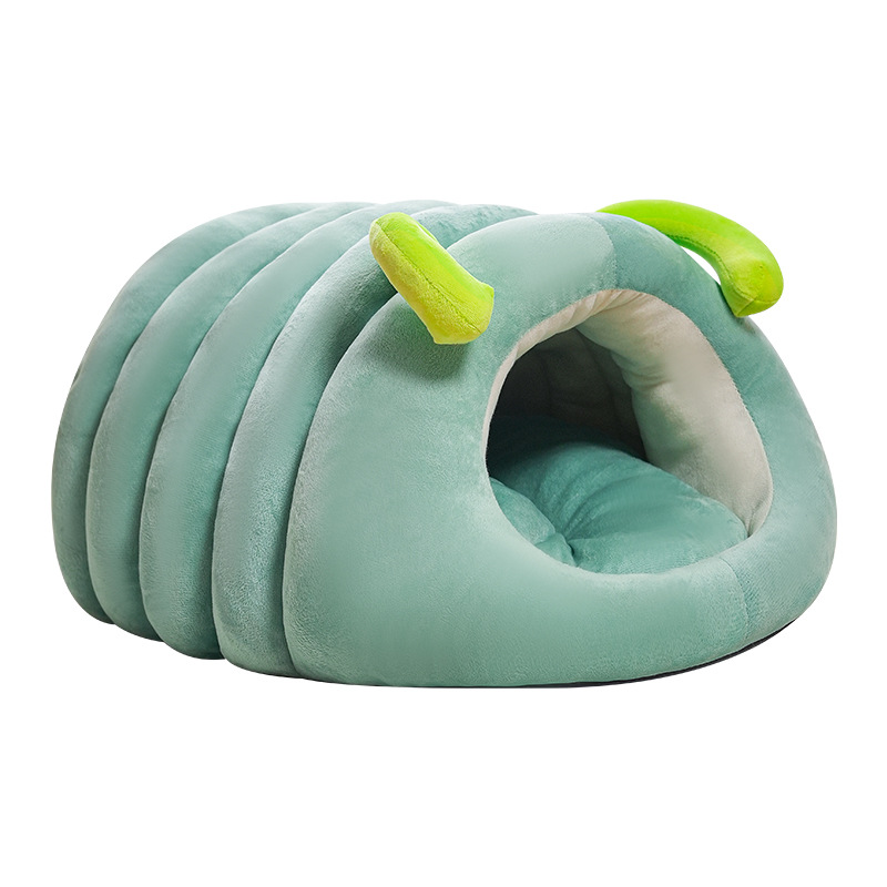 Nido para mascotas tipo oruga, cálido para invierno, casa linda para perros, nido cerrado antideslizante para gatos, stock disponible
