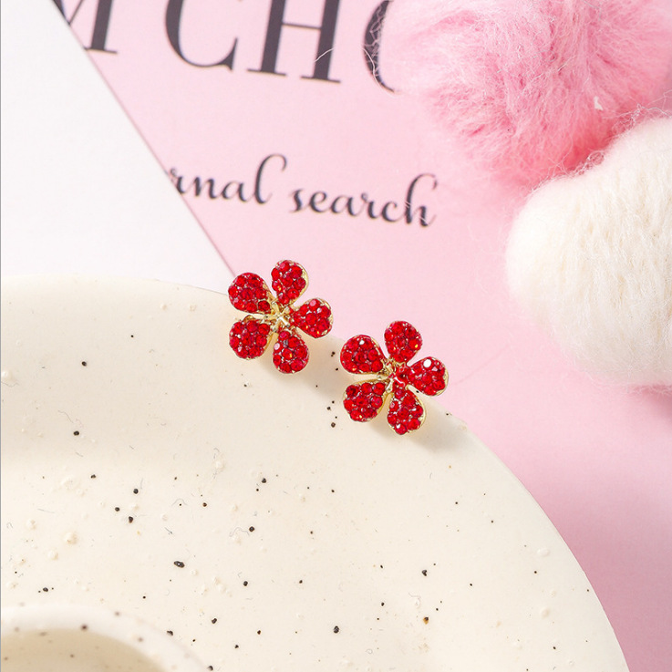 1 Pair Quantity Daily Occasion 1 Pair Sweet Simple Style Cherry Fruit Plating Alloy Zircon Ear Studs