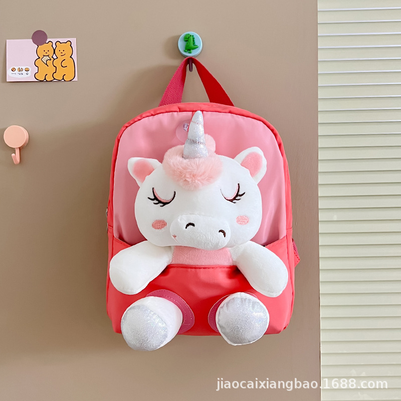 Mochila para niños nueva mochila de caballo de un solo hombre de dibujos animados de Kindergarten de peluche muñeca mochila de nylon ligero bolsa de moda