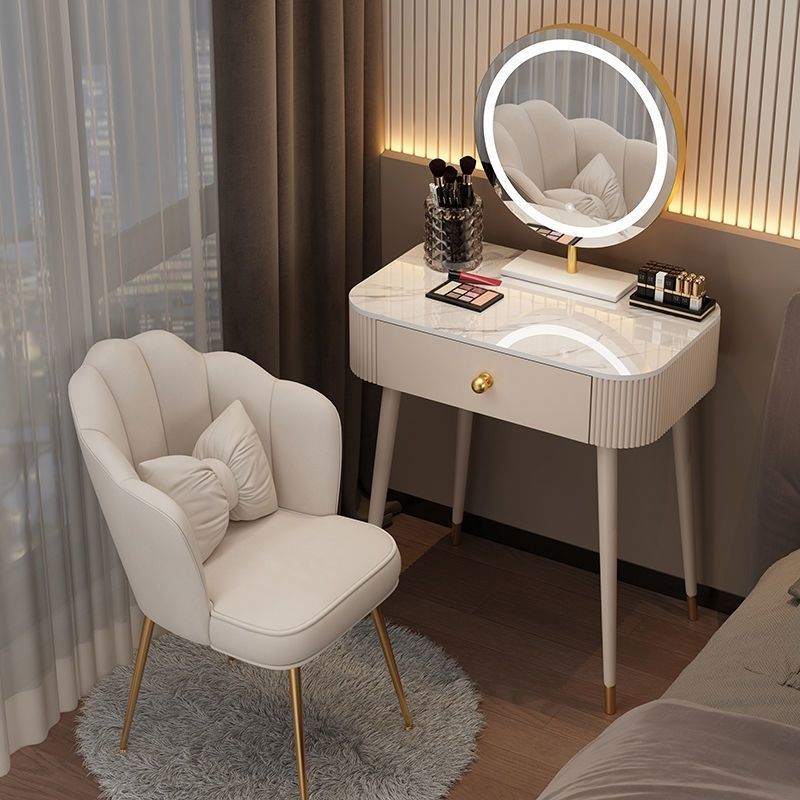 Solid Wood Slate Countertop Bedroom Dressing Table Modern Simple Internet Celebrity Dressing Table Light Luxury Style Storage Desk Dressing Table