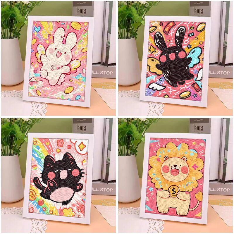 Large Cartoon Animal Kidsren's Diamond Painting Handmade DIY Diamond Sticker Polyamine Cat Pull-Up Rice Rabbit Diamond Painting