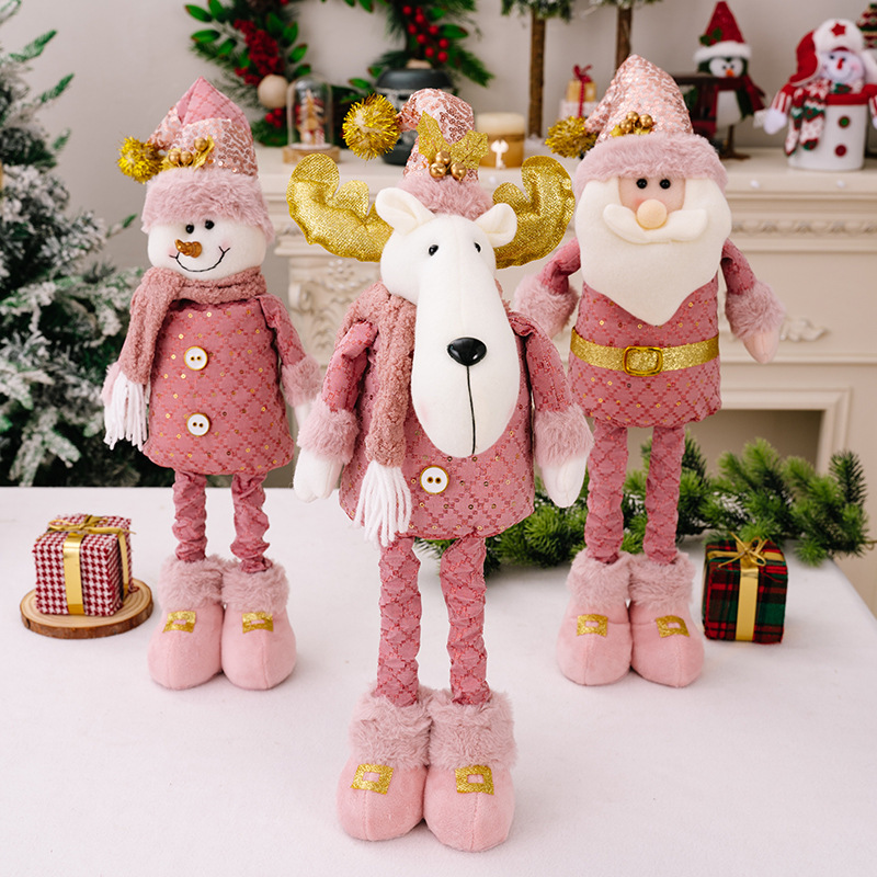 3種類の豪貝クリスマス装飾品ピンク老人雪だるまヘラジカ伸縮公仔ショーウインドーにクリスマスプレゼントを飾る|undefined