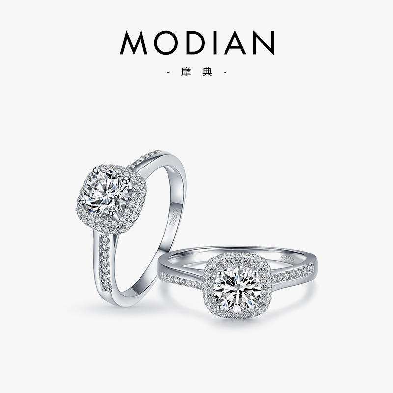 Light Luxury s925 Sterling Silver European and American ins Style Popular Ring Women's Temperament Micro-inlaid Zircon Engagement Ring Foreign Trade Jewelry