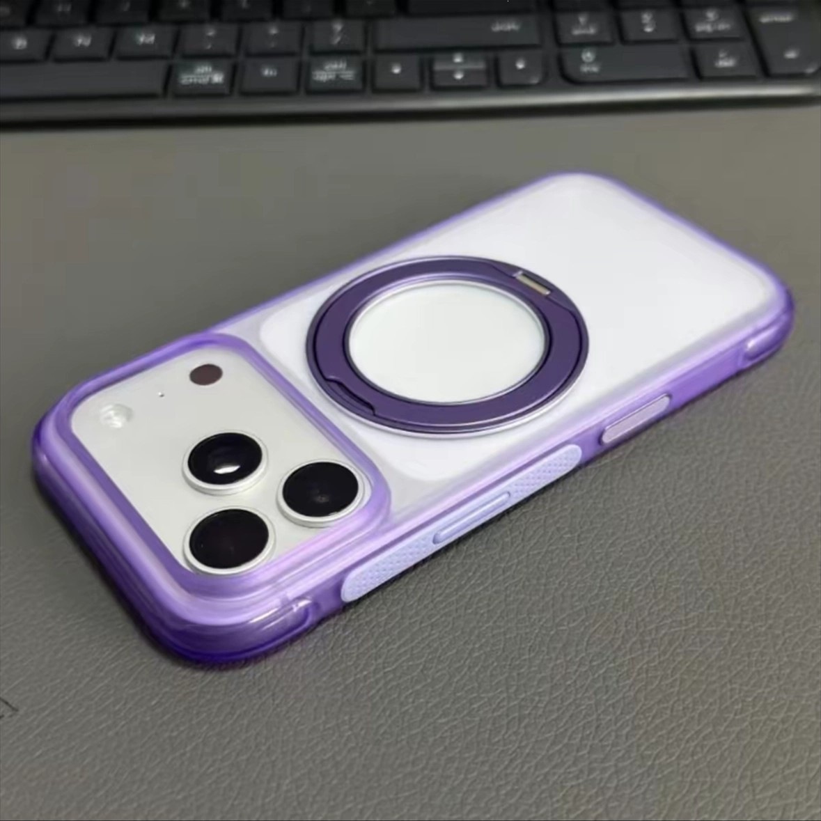 适用iPhone17ProMax手机壳肤感磨砂旋转支架磁吸苹果16防摔保护套