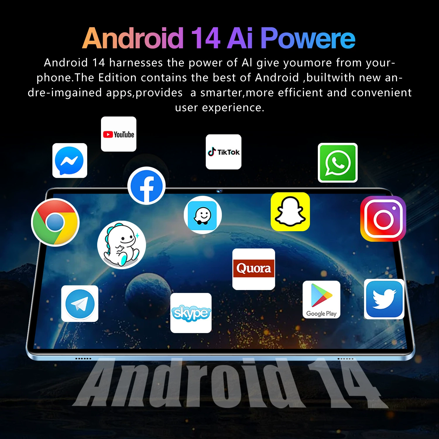 Смарт-планшет ноутбук, Android 14, 10,1" HD, 12 ГБ RAM / 512 ГБ ROM
