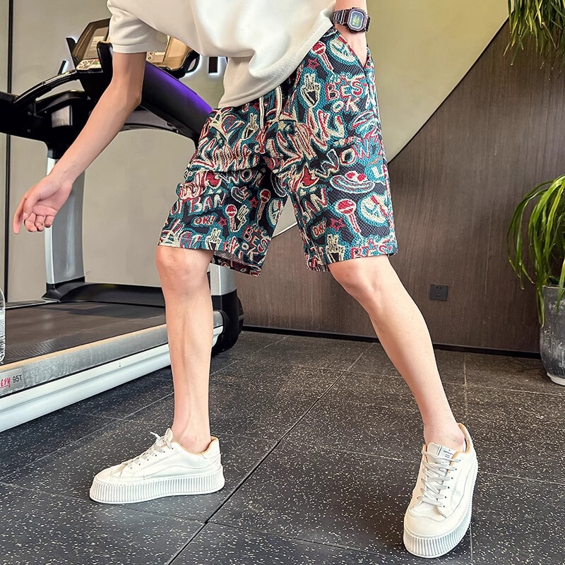 Men's Floral Shorts Summer 2025 New Summer Five-Point Beach Pants Summer Casual Handsome Men's Printed Pants Men's Floral Shorts Summer 2025 New Summer Five-Point Beach Pants Summer Casual Handsome Men's Printed Pants