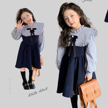 女宝宝长袖裙子春秋2024新款女童学院风连衣裙儿童秋款洋气公主裙