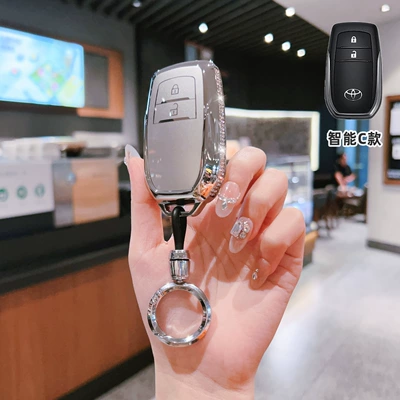 Car key bag | Buckle Car Bags - toyota-c-model-smart-2-button-side-drilled-white-single-shell-ring-buckle