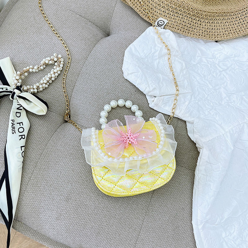 2021 nuevo bolso para niños linda chica de moda princesa occidental mini bolso de hombro de malla bolsa de mensajero de perlas