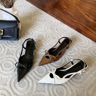 French Brown High Heels Toe Sandals Fairy Shoes 2025 Spring and Summer Temperament Socialite Pointed Toe Commuter Shoes