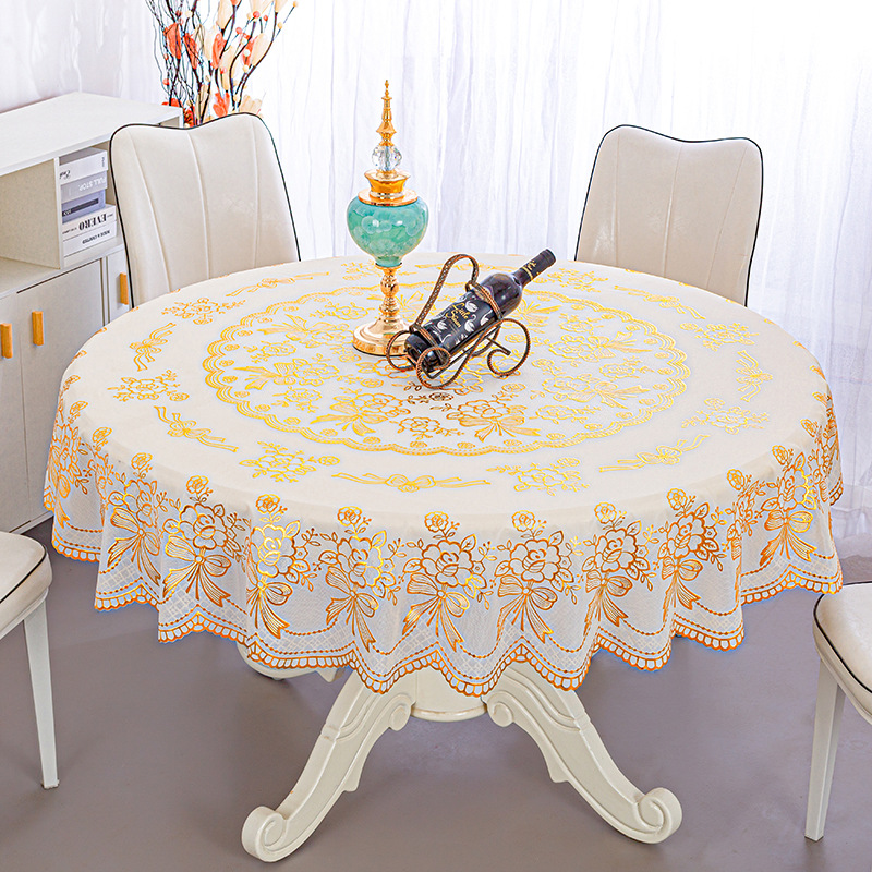 European-Style Household Round Tablecloth Waterproof, Non-Slip, Anti-Scalding Pvc No-Wash Hotel Plastic Large Round Tablecloth