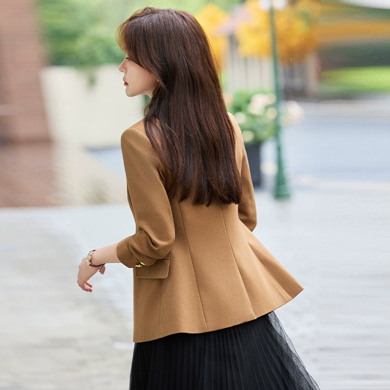 Classic long work autumn fitted classic suit jacket, mid-length