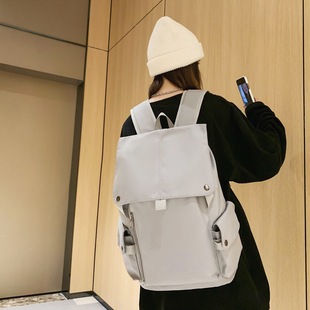 New solid color computer backpack men's college style College student flip schoolbag high school student campus Rui camp backpack women