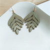 Fashionable retro wooden earrings with tassels, accessory, European style