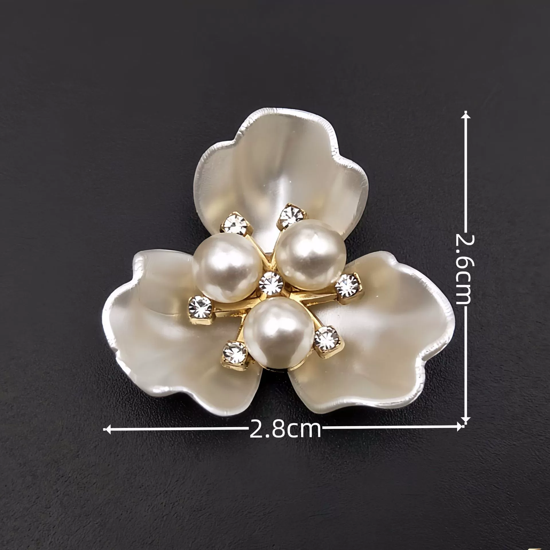 3D украшение для волос с цветами, металл сплав DIY шпилька, акцент из жемчуга и страз, размер 3.13×2.79 см