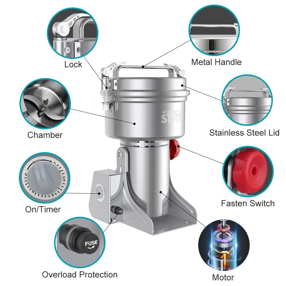 WINNING STAR transfronterizo 800G portátil pequeño café con pimienta doméstica, granos integrales, molino de hierbas medicinales chinas