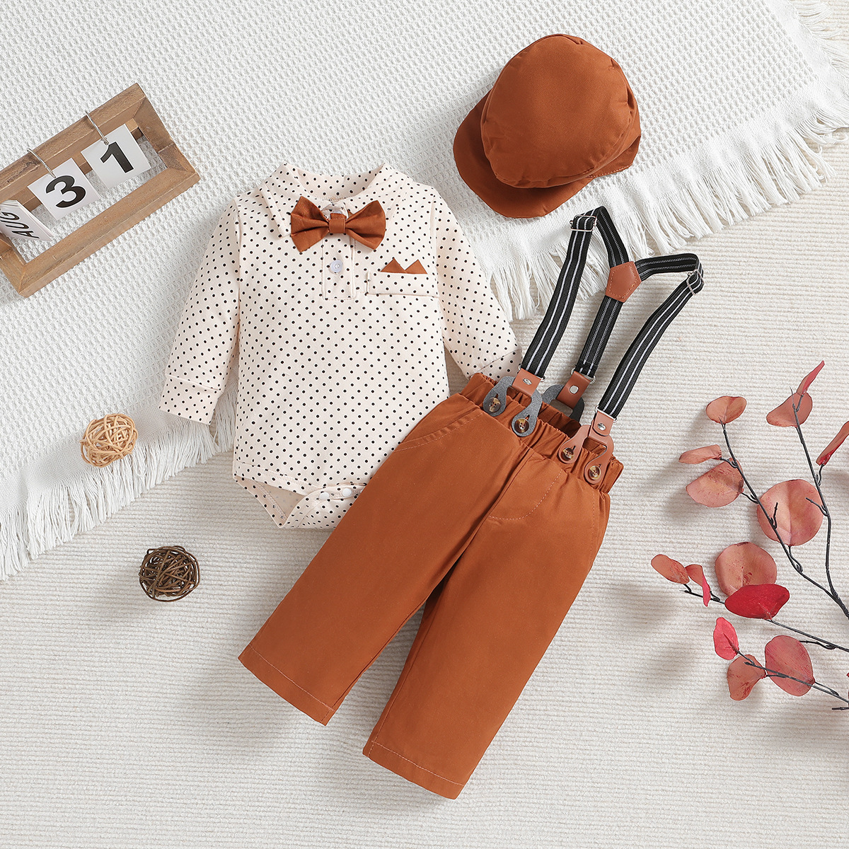 SAMGAMIBABY Set da uomo per bambini primaverili e autunnali, vestito per neonati di un anno, vestiti a maniche lunghe, pantaloni con cinturino, cappello_voghion.com