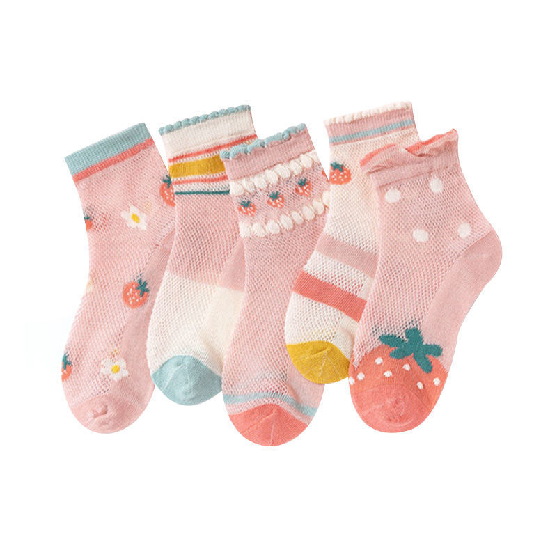 Children's socks women's spring and summer mesh baby socks breathable sweat absorbent light boys and girls middle and large children's socks wholesale
