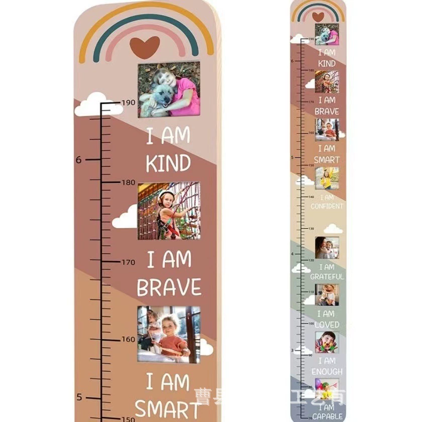 Деревянная детская линейка с фоторамкой Мемориальная шкала для роста детей