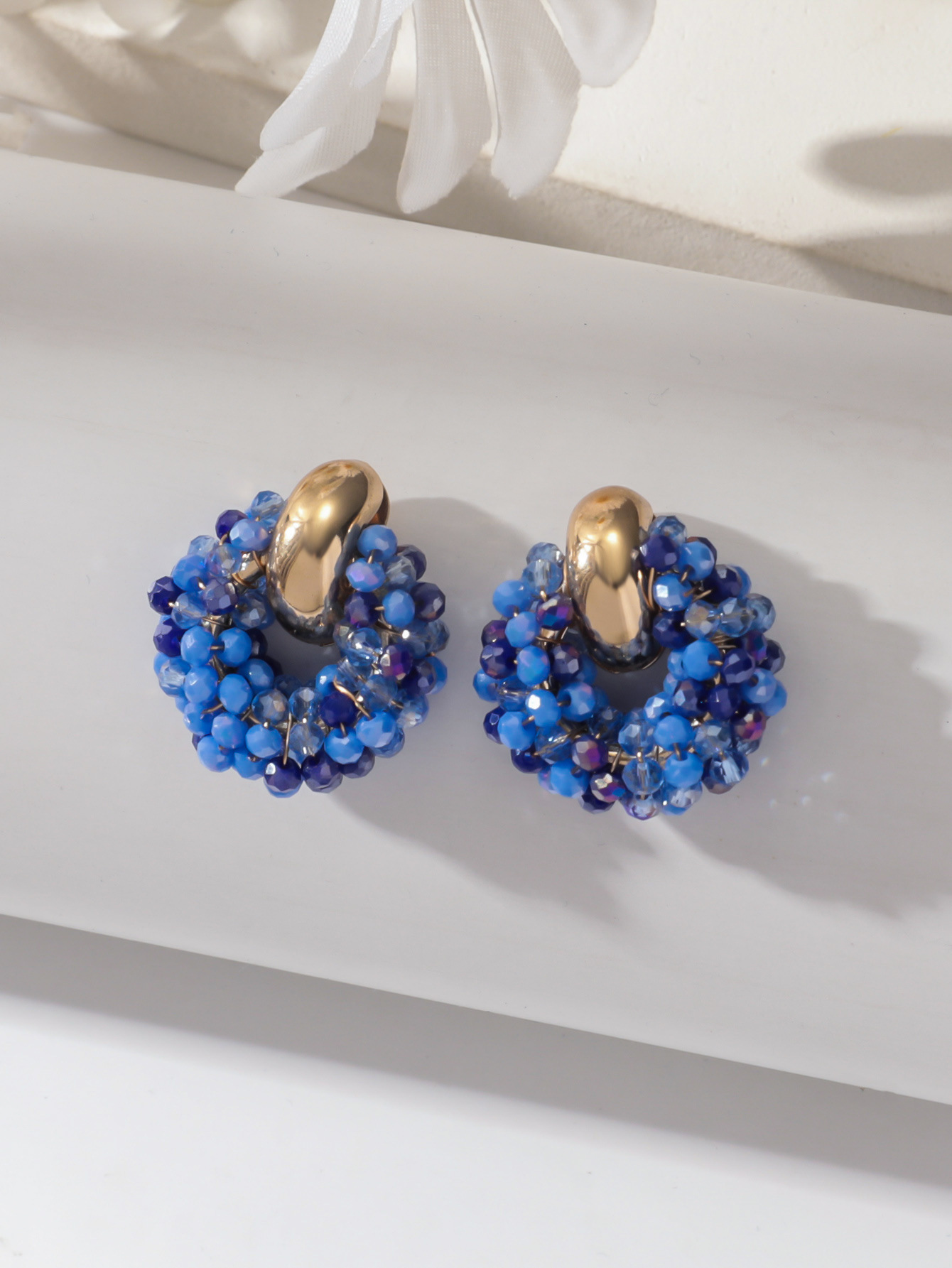 Geometric Pattern 1 Pair Elegant Lady Geometric Artificial Crystal Alloy Ear Studs