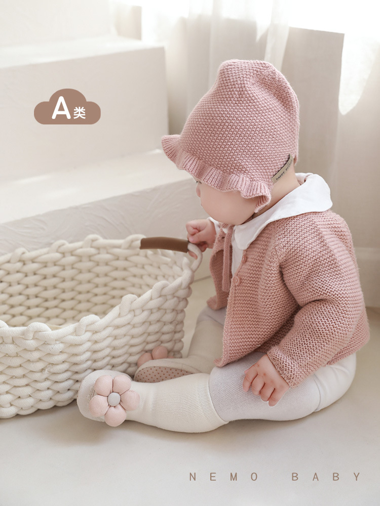 2023 invierno nuevo bebé piso zapatos calcetines engrosada Terry caliente anti-gota flor princesa cuero inferior Niño Zapatos Calcetines