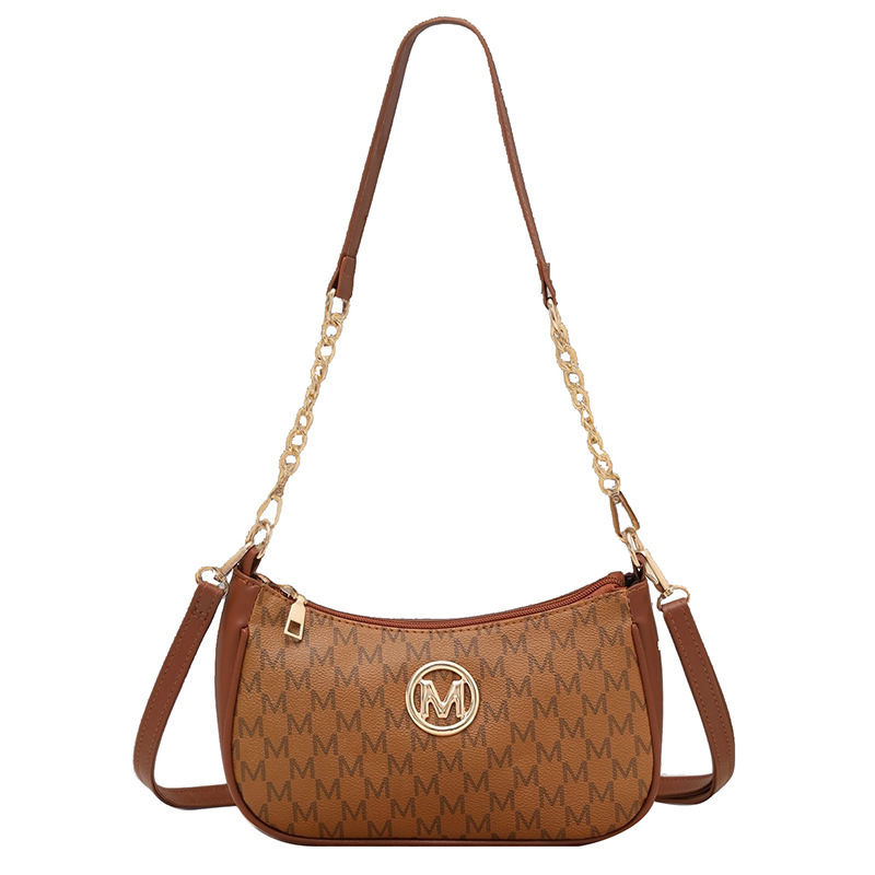 Europa y América letras retro impresión bolso de brazo personalidad M bolso de hombro de moda cadena bolso portátil