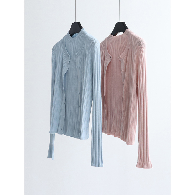 Shimmering Wool 26 Autumn/Winter Half-Turtleneck Ribbed Slim Vest + Round-Neck Knit Long-Sleeve Cardigan Two-Piece Set Shimmering Wool 26 Autumn/Winter Half-Turtleneck Ribbed Slim Vest + Round-Neck Knit Long-Sleeve Cardigan Two-Piece Set