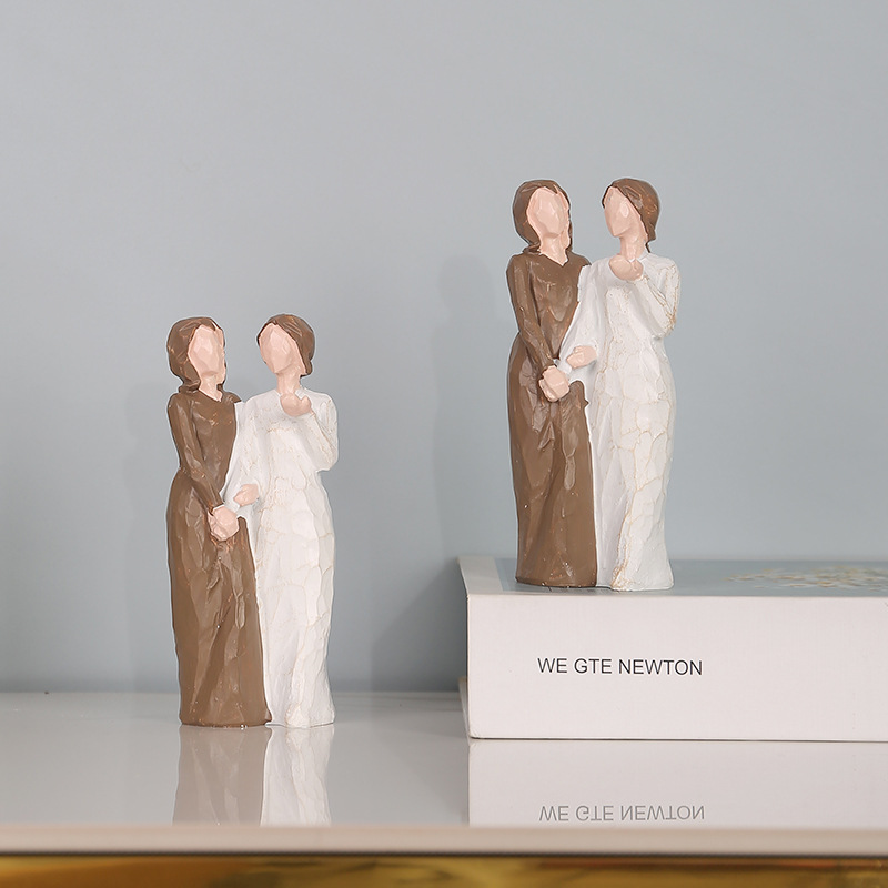 Sisters Love character statue resin decoration holiday memorial home hallway bookcase desktop decoration crafts