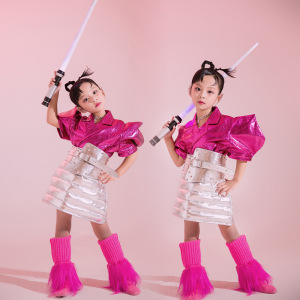 kids Tech boom of the girls take yuan declaration of cosmic wind pink jazz gogo dancers dance costumes and cool wind marca dragon candy color children in the future