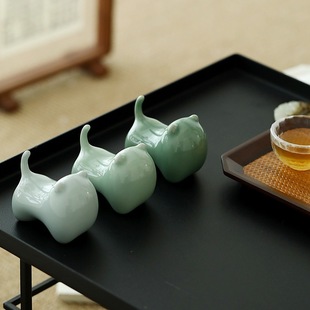 Tea Set, Celadon Kitten Tea Pet, Tea Pick Rack, Mini Cute Creative Ceramic Ornaments, Handmade Tea Ceremony Accessories