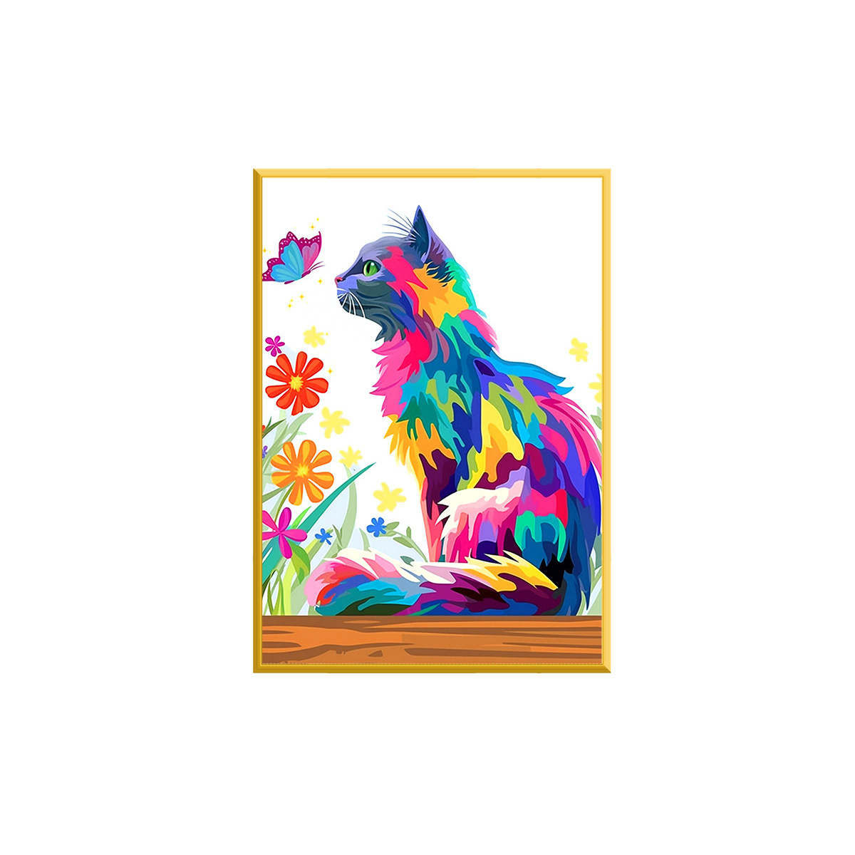 Mona Lisa cruz real mariposa gato nuevo lindo animal moda moderna pintura decorativa bordada a mano