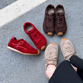 头层牛皮阿甘鞋女2025秋季新款厚底增高德训鞋休闲舒适不累脚女鞋