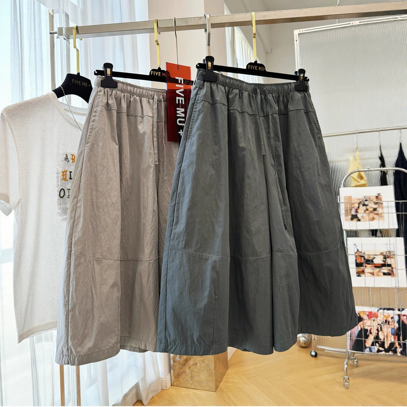 Wholesale Plus-Size Thin Pants with Elastic Waist, Wide-Leg Skirt Pants for Women, Summer Casual Pants, Cropped Pants, 2026 Super Hot Summer Style