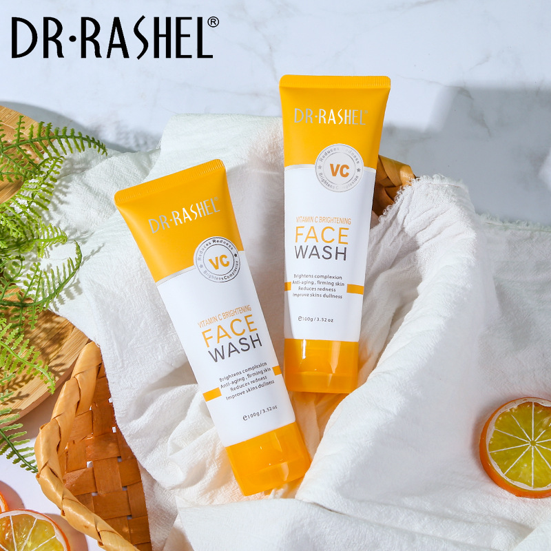 DRRASHEL vitamin C brightening facial cleanser oil removing facial cleanser gentle cleansing pores men and women foam cleansing