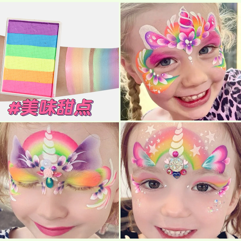 50g 6 colores a juego Arco Iris tira cara pintura a base de agua color a juego pigmento lavable cuerpo Arco Iris Cara color cubierta