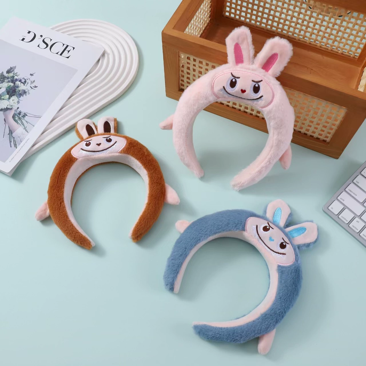 Cute plush cartoon headband for face washing, internet celebrity, 2024 years, new collection