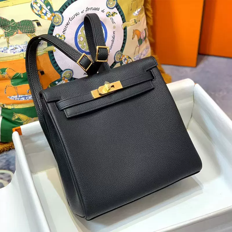 春夏2023新款复古高级感凯利包双肩包真皮女包小包牛皮背包女包