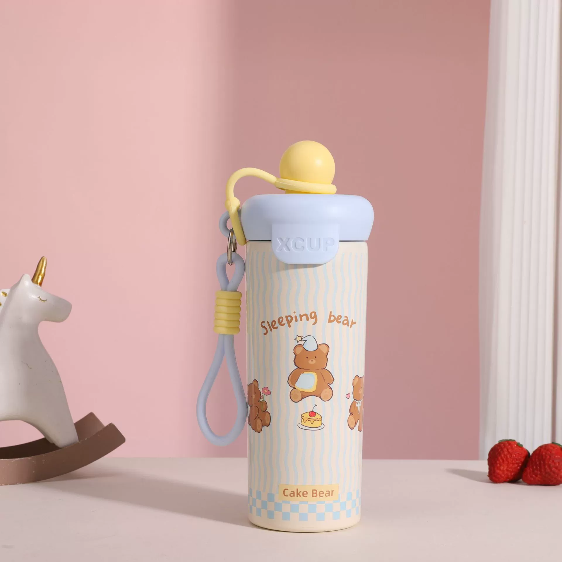 Glass stainless steel with glass, cartoon capacious teapot for elementary school students