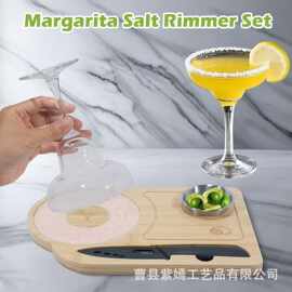 竹制香料容器盐边盒调酒师工具盐边杯粘糖盘鸡尾酒调味托盘