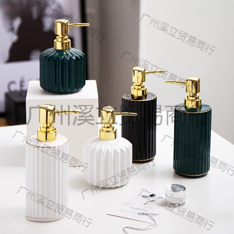 酒店陶瓷北欧感洗手液瓶ins沐浴露轻奢乳液按压瓶分装瓶高级浴室