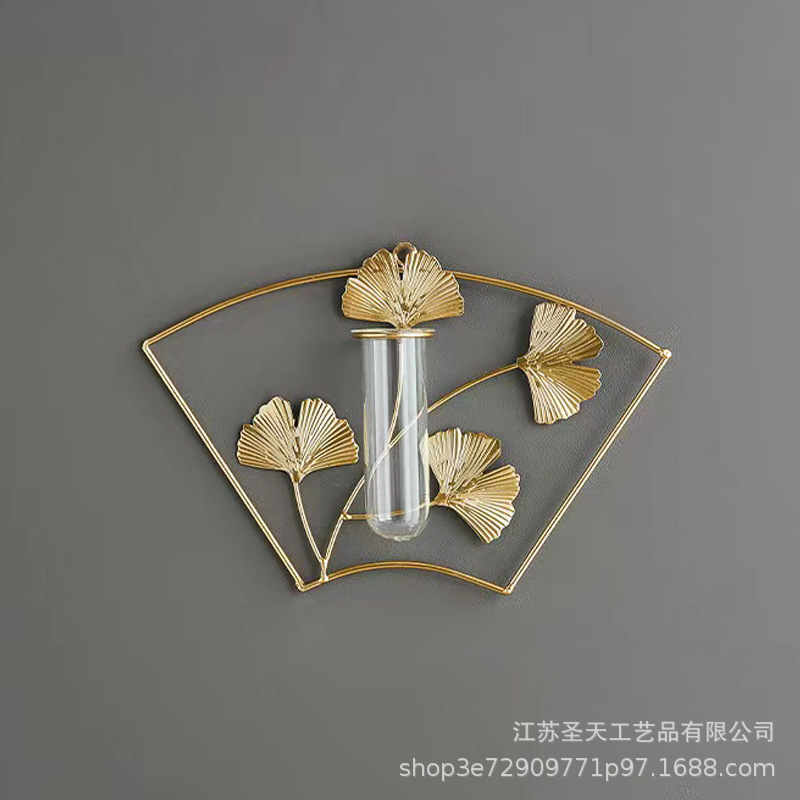 银杏叶挂壁式玻璃水培餐厅墙面挂件居家背景绿萝植物水培装饰品