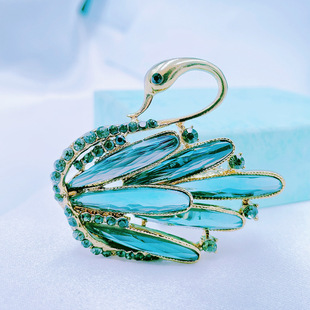 High-end gray blue glass swan brooch gift suit corsage cardigan pin men and women all-match accessories chest